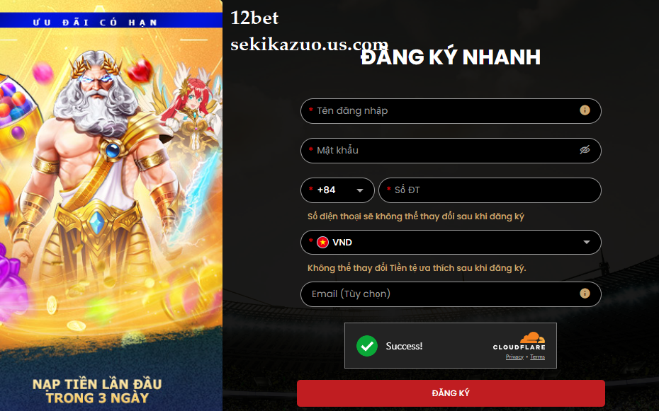Biểu mẫu đăng ký 12bet